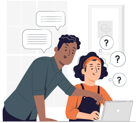 Homme et femme derrière un pc 